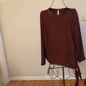 Talbot’s Plus Size 2X Burgundy Long Sleeve Blouse Top